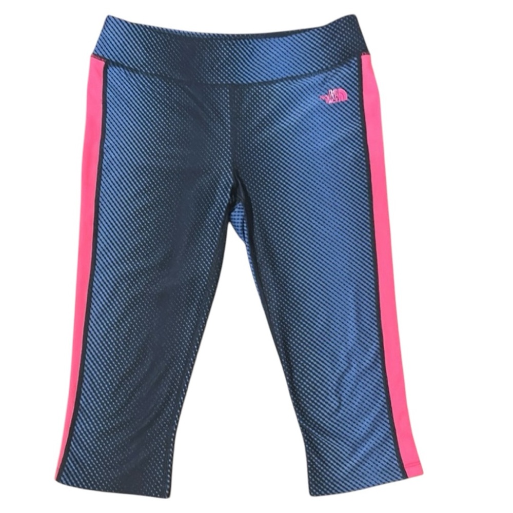 The North Face Athletic Leggings Blue Pink Stripeâ Activewear Crop Capri L